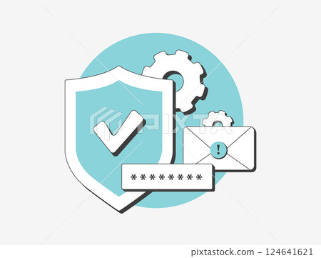 E-mail phishing attack prevention, cybersecurity awareness and advanced protection against email malware and scams. Identify threats and secure personal data. E-mail phishing vector illustration 124641621