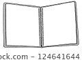 打開的空白螺旋筆記本的單色插圖 124641644