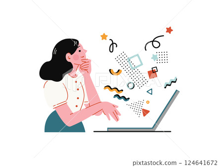 操作筆記本電腦的女人 124641672