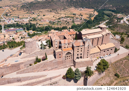 Aerial view of walled fortified castle of Cardona, Catalonia, Spain Aerial view of walled fortified castle of Cardona, Catalonia, Spain 124641920