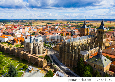 Aerial view of Astorga, Spain 124641939