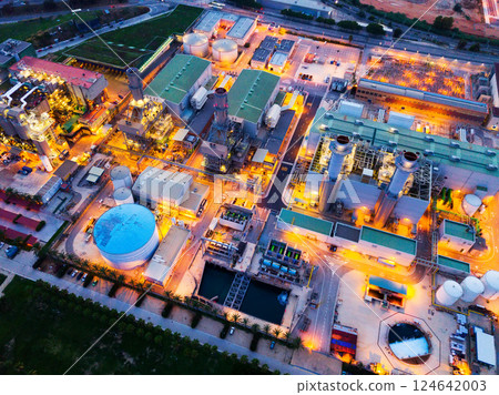 Power plant and garbage processing plant in Barcelona at night 124642003