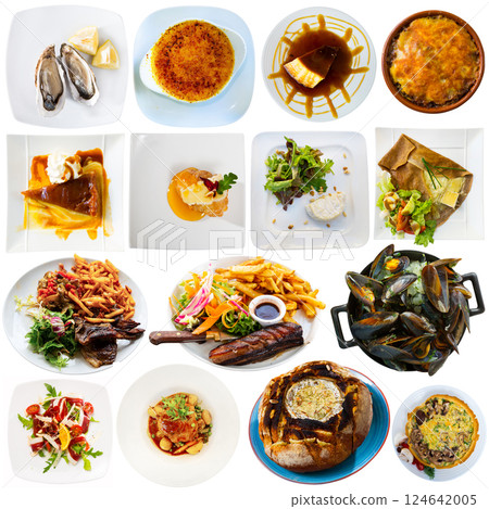 Set of French dishes isolated on white Set of French dishes isolated on white 124642005