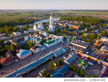 Aerial view of Shuya with Resurrection Cathedral Aerial view of Shuya with Resurrection Cathedral 124642160