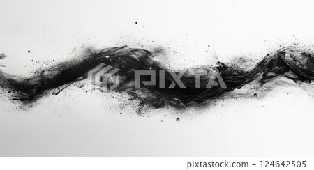 Monochrome lines and ink splashes create a striking composition with high contrast 124642505