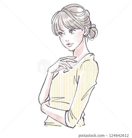 婦女和女孩插畫素材 124642612