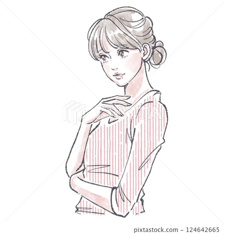 婦女和女孩插畫素材 124642665