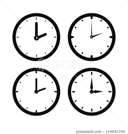 Set Of Glyph Analog Clocks Set Of Glyph Analog Clocks 124642704