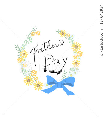 Father's Day hand-drawn English text and flower frame Father's Day hand-drawn English text and flower frame 124642934