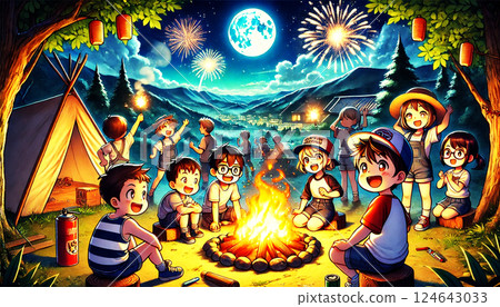 Children watching fireworks 124643033