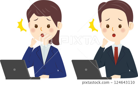 電腦困擾男女 124643110