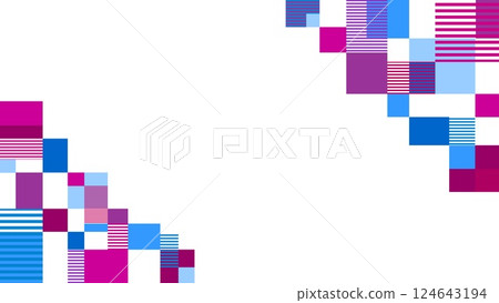 Geometric pattern frame, rectangle, border, white background, blue, purple 124643194