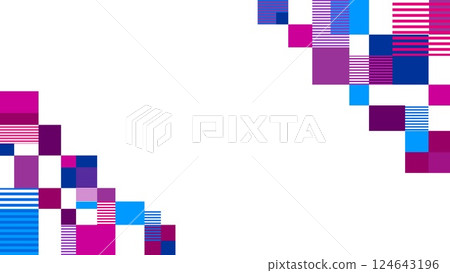 Geometric pattern frame, rectangle, border, white background, blue, purple 124643196