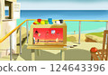 Surrealist Beachfront Painting Scene illustration 124643396