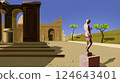 Classical Courtyard with Statues and Arches illustration 124643401