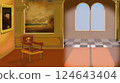 Elegant Interior with Classical Paintings illustration 124643404