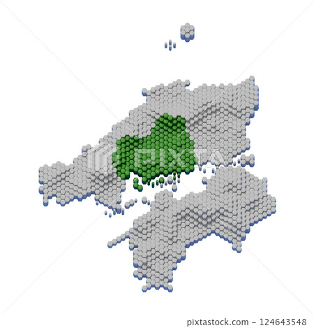 廣島縣的蜂巢狀地形圖 廣島縣的蜂巢狀地形圖 124643548
