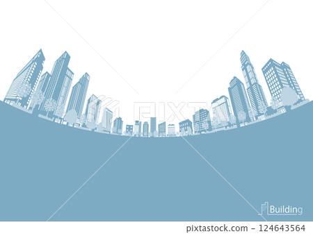 Cityscape silhouette illustration. Big city image illustration. 124643564