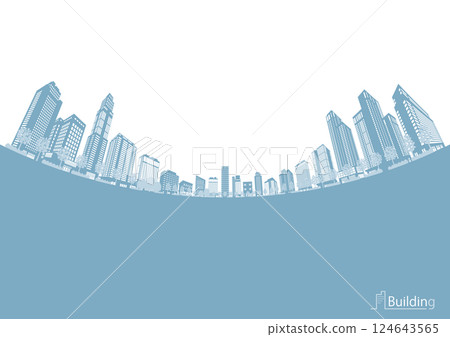 城市景觀剪影插圖。大城市圖像插圖。 124643565