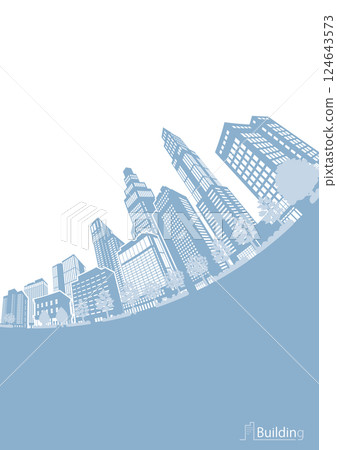 城市景觀剪影插圖。大城市圖像插圖。 124643573