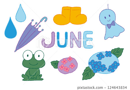 雨季插畫素材集，顏色，以主線為 124643834