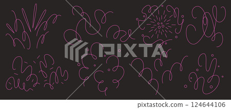 Pink confetti burst set isolated on black 124644106