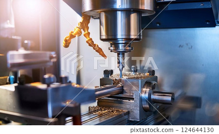 CNC milling machine processing on steel CNC milling machine processing on steel 124644130