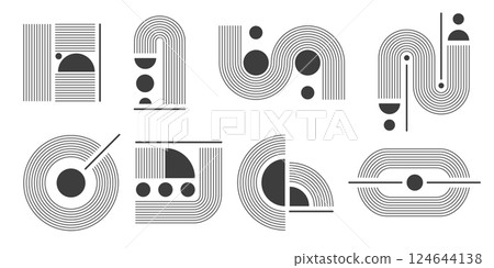 Abstract geometric arch and circle line shapes set 124644138