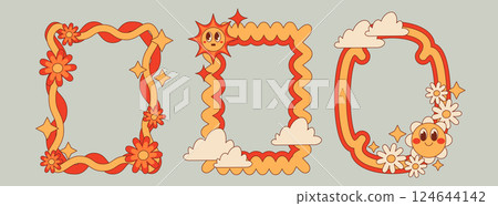 Groovy set of frames with wavy edges Groovy set of frames with wavy edges 124644142