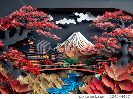 富士山和紅葉 01 124644467