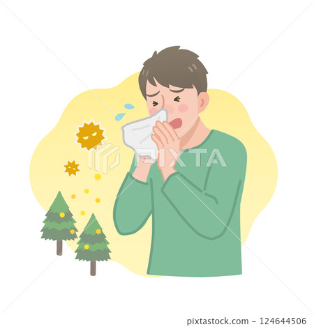 一個患有花粉症的人 一個患有花粉症的人 124644506