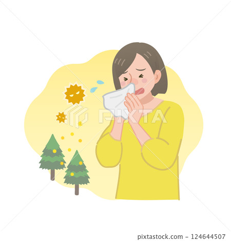 患有花粉症的婦女 患有花粉症的婦女 124644507