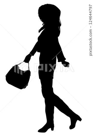 Woman silhouette with handbag 124644797