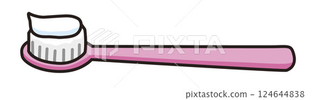 Illustration of a toothbrush with toothpaste Illustration of a toothbrush with toothpaste 124644838