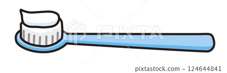 Illustration of a toothbrush with toothpaste 124644841