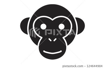 簡單線條畫出可愛猴子的臉 簡單線條畫出可愛猴子的臉 124644984