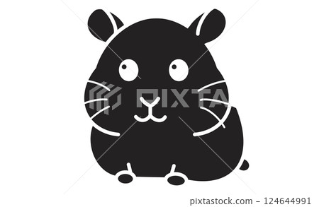 一隻可愛的圓形倉鼠線描 一隻可愛的圓形倉鼠線描 124644991