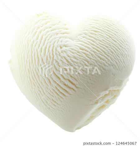 AI-generated item. Heart shaped vanilla ice cream on a transparent background. AI-generated item. Heart shaped vanilla ice cream on a transparent background. 124645067