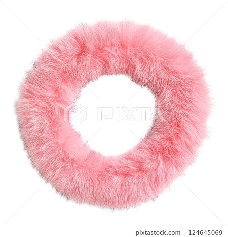 Pink fur frame isolated on transparent background. AI-generated item 124645069