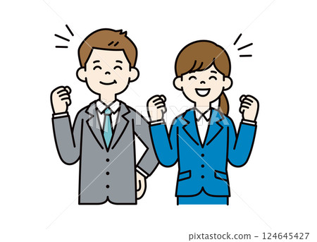 積極進取的年輕男女辦公室職員的向量插圖_可進行行編輯_顏色 積極進取的年輕男女辦公室職員的向量插圖_可進行行編輯_顏色 124645427