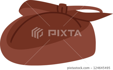 Pillbox Hat with Felt Bow Vector Illustration Isolated on Transparent Background 124645495