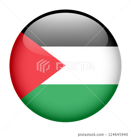 flag of Palestine, button round glossy icon 124645940