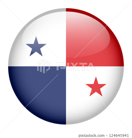 flag of Panama, button round glossy icon 124645941