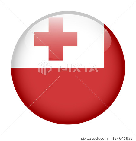 flag of Tonga, button round glossy icon 124645953