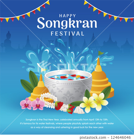 Celebrating Songkran, Thai New Year Water Festival 124646046