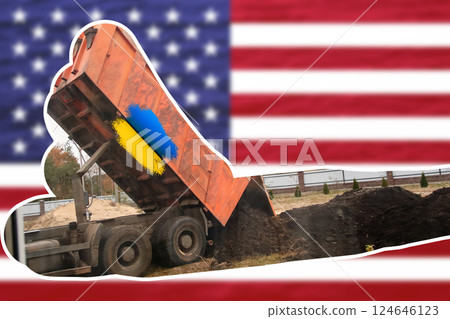 A conceptual image representing a deal between Ukraine and the USA regarding rare earth minerals. The scene includes flags of both nations, a document symbolizing agreements A conceptual image representing a deal between Ukraine and the USA regarding rare earth minerals. The scene includes flags of both nations, a document symbolizing agreements 124646123