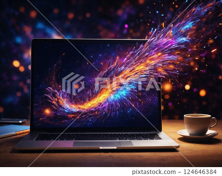 Video emphasizing CG production Laptop AI 124646384