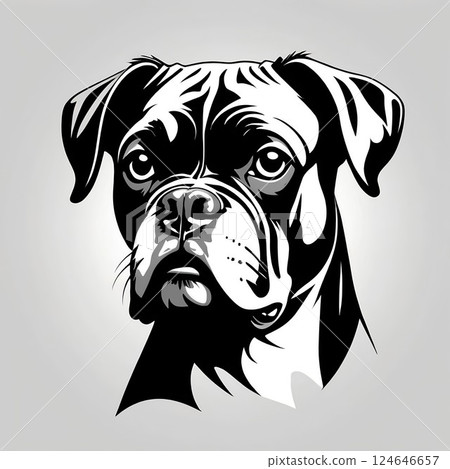 Boxer black and white face illustration 124646657