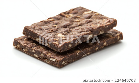 High Resolution Ultra Detailed Chocolate Biscuit Snack on Clean White Background 124646708