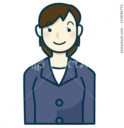 一位身穿海軍藍西裝的女士的插圖 124646751